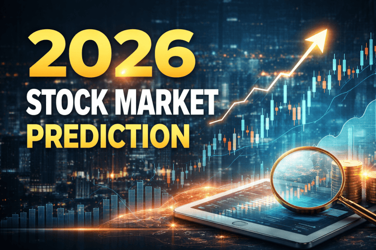 Stock market chart and upward trend representing the 2026 stock market outlook.