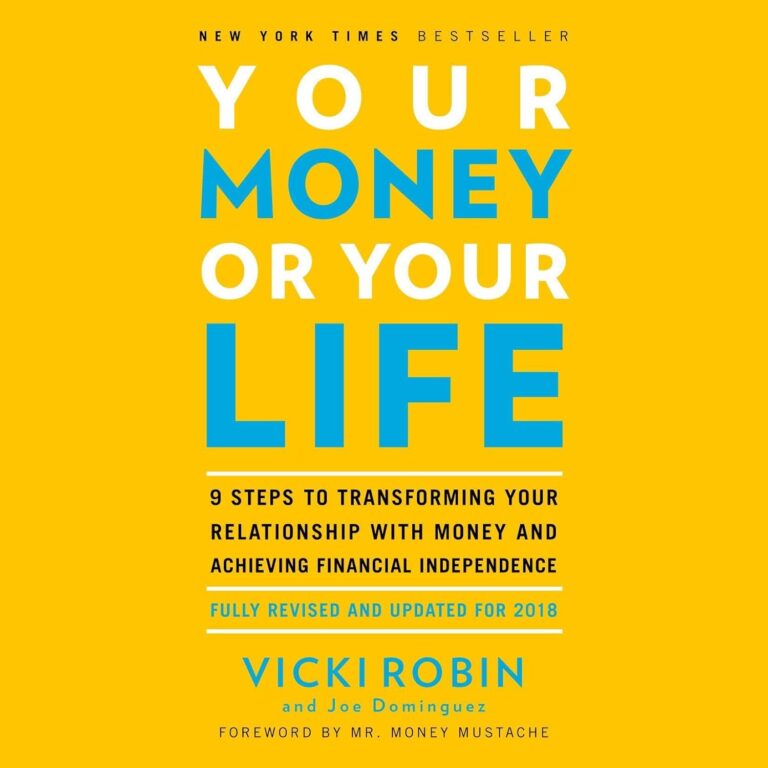 Your Money or Your Life book cover by Vicki Robin and Joe Dominguez on yellow background
