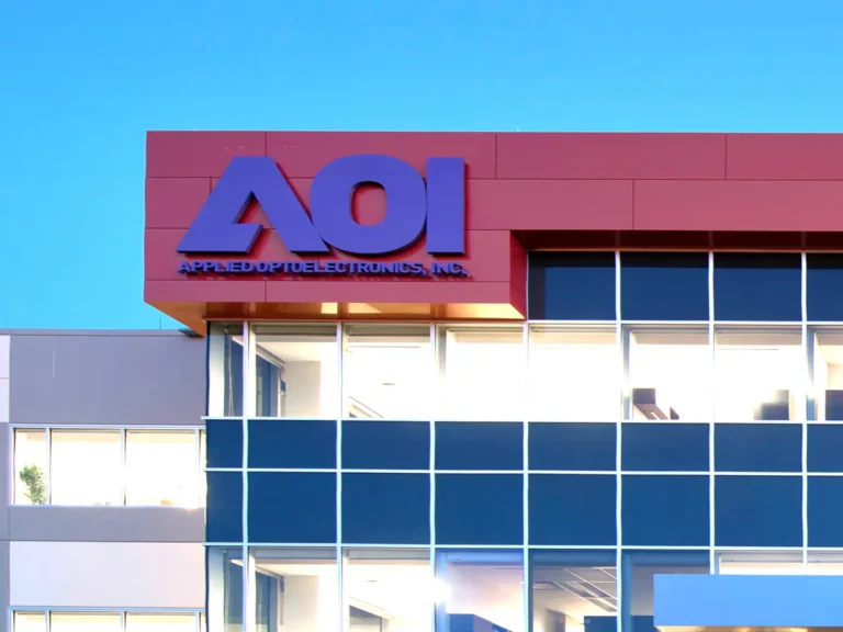 Applied Optoelectronics (AAOI) headquarters building, a leading manufacturer of optical transceivers and AI data center networking solutions.