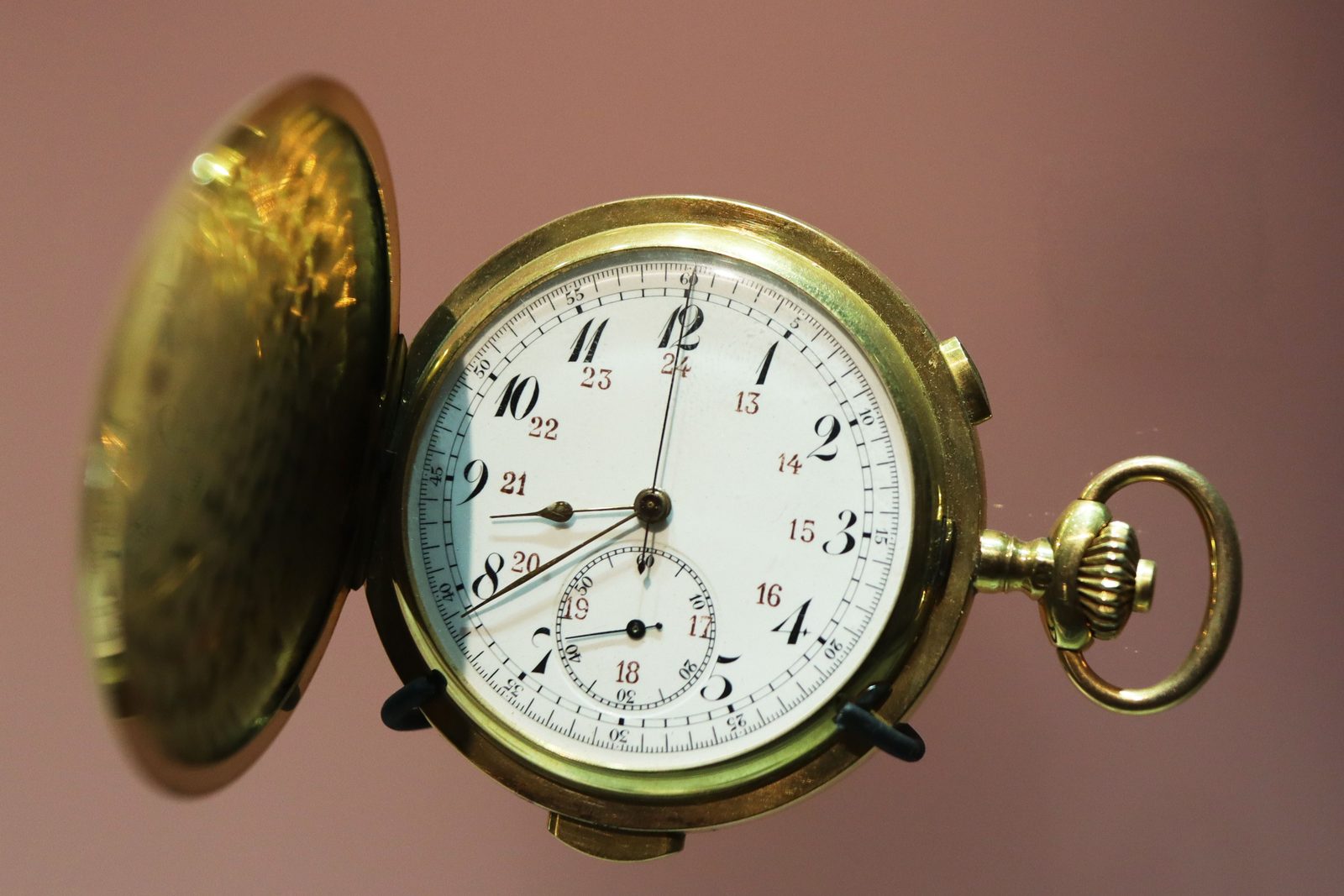 Vintage gold pocket watch with its case open, symbolizing the December 31 and April 1 RMD deadlines